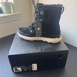 Sorel Black and White Fur-Lined Boots